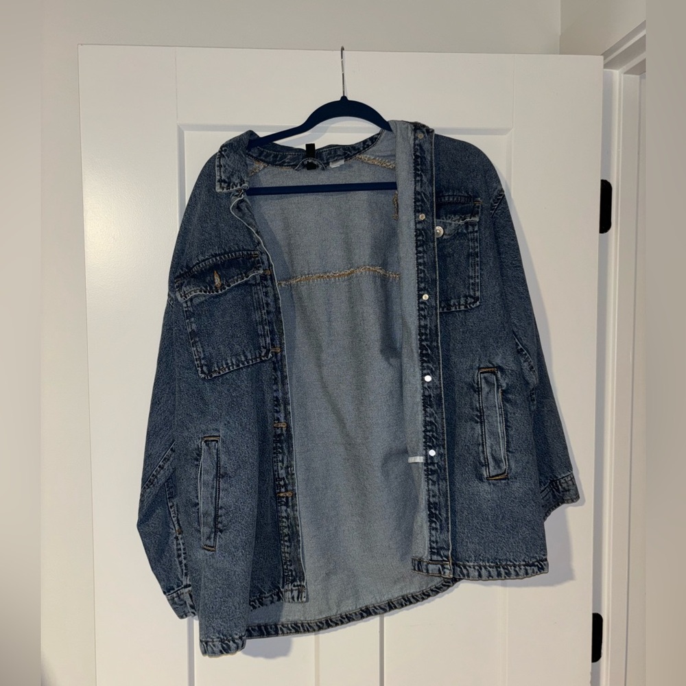 DIVIDED H&M Denim Blue Longline Jean Jacket